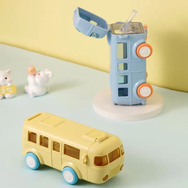 Kids Bus Shape Water Bottle with Strap - Image 3