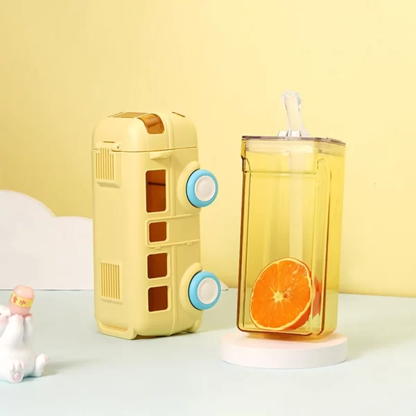 Kids Bus Shape Water Bottle with Strap - Image 4